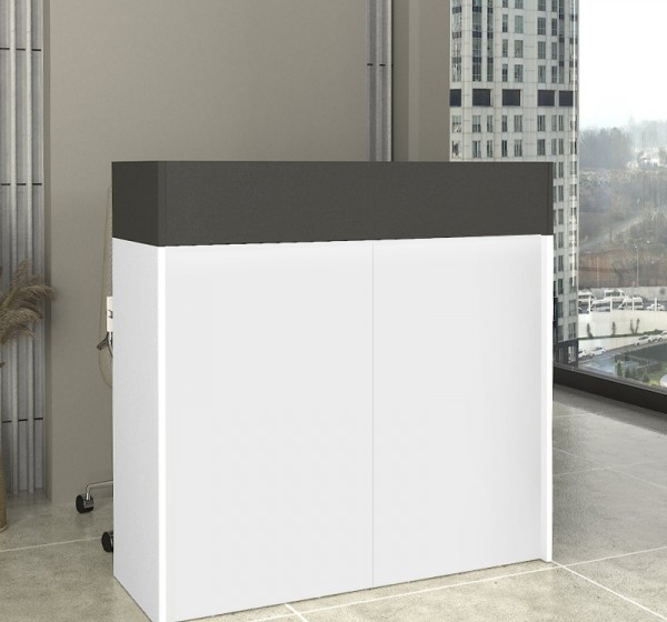 Γραφείο υποδοχής - reception Wilko Megapap με LED χρώμα λευκό - ανθρακί 113,6x42x110εκ.