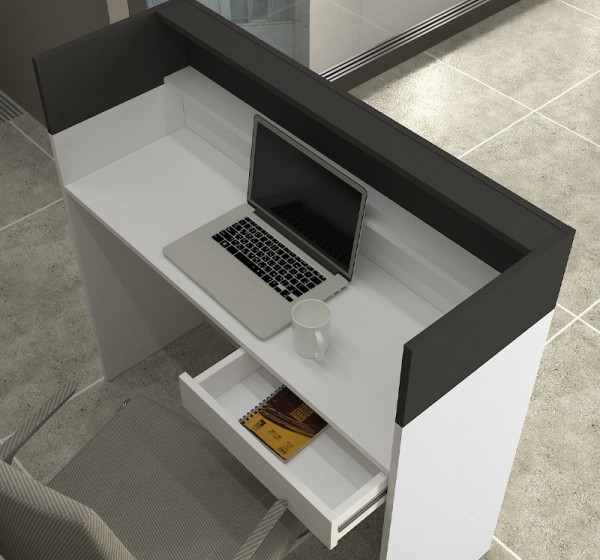 Γραφείο υποδοχής - reception Wilko Megapap με LED χρώμα λευκό - ανθρακί 113,6x42x110εκ.