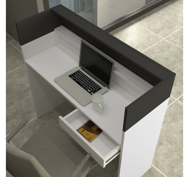 Γραφείο υποδοχής - reception Wilko Megapap με LED χρώμα λευκό - ανθρακί 113,6x42x110εκ.