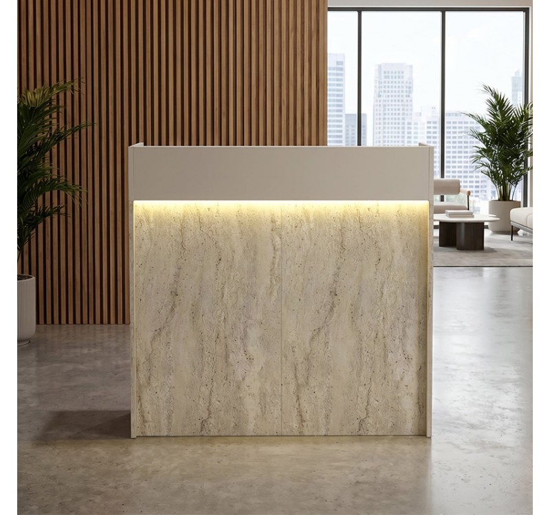 Γραφείο υποδοχής - reception Wilko Megapap με LED χρώμα travertine - sandstone 113,6x42x110εκ.