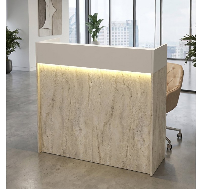 Γραφείο υποδοχής - reception Wilko Megapap με LED χρώμα travertine - sandstone 113,6x42x110εκ.