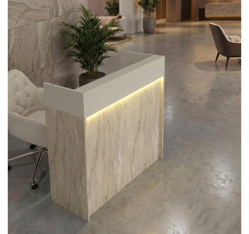 Γραφείο υποδοχής - reception Wilko Megapap με LED χρώμα travertine - sandstone 113,6x42x110εκ.