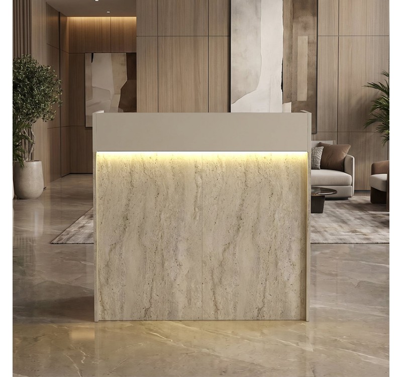 Γραφείο υποδοχής - reception Wilko Megapap με LED χρώμα travertine - sandstone 113,6x42x110εκ.