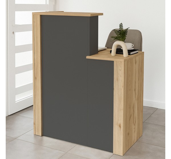 Γραφείο υποδοχής - reception Enter Megapap χρώμα sepet oak - ανθρακί 86,9x40x110,3εκ.