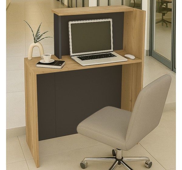 Γραφείο υποδοχής - reception Enter Megapap χρώμα sepet oak - ανθρακί 86,9x40x110,3εκ.
