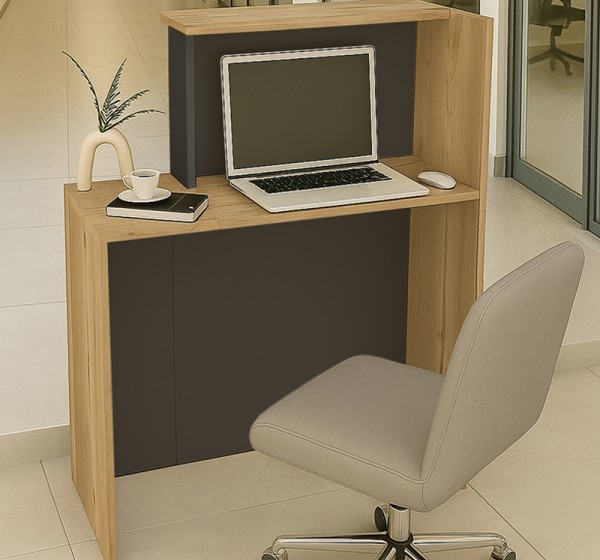 Γραφείο υποδοχής - reception Enter Megapap χρώμα sepet oak - ανθρακί 86,9x40x110,3εκ.