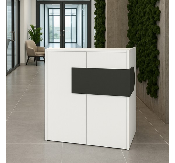 Γραφείο υποδοχής - reception Aloha Megapap με LED χρώμα λευκό - ανθρακί 95,5x40x110,3εκ.