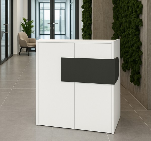 Γραφείο υποδοχής - reception Aloha Megapap με LED χρώμα λευκό - ανθρακί 95,5x40x110,3εκ.