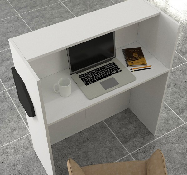 Γραφείο υποδοχής - reception Aloha Megapap με LED χρώμα λευκό - ανθρακί 95,5x40x110,3εκ.