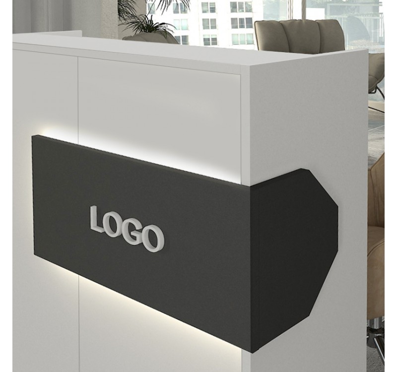 Γραφείο υποδοχής - reception Aloha Megapap με LED χρώμα λευκό - ανθρακί 95,5x40x110,3εκ.