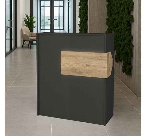 Γραφείο υποδοχής - reception Aloha Megapap με LED χρώμα ανθρακί - sepet oak 95,5x40x110,3εκ.