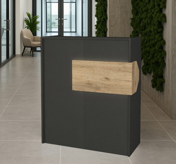 Γραφείο υποδοχής - reception Aloha Megapap με LED χρώμα ανθρακί - sepet oak 95,5x40x110,3εκ.