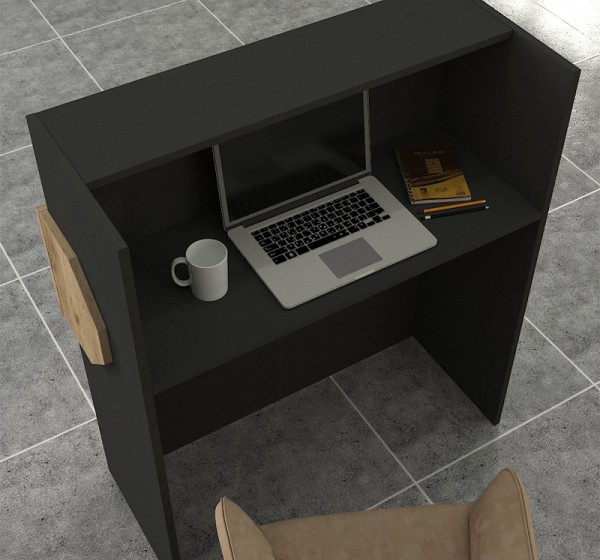 Γραφείο υποδοχής - reception Aloha Megapap με LED χρώμα ανθρακί - sepet oak 95,5x40x110,3εκ.