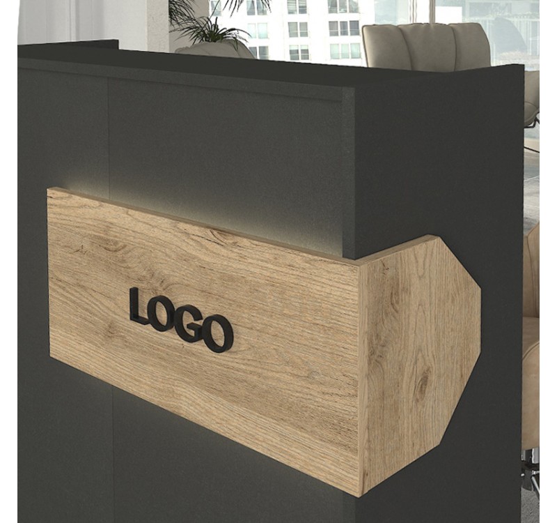 Γραφείο υποδοχής - reception Aloha Megapap με LED χρώμα ανθρακί - sepet oak 95,5x40x110,3εκ.