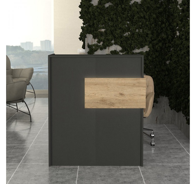 Γραφείο υποδοχής - reception Aloha Megapap με LED χρώμα ανθρακί - sepet oak 95,5x40x110,3εκ.