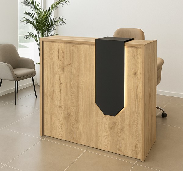 Γραφείο υποδοχής - reception Navita Megapap με LED χρώμα sepet oak - ανθρακί 113,6x42x111,8εκ.