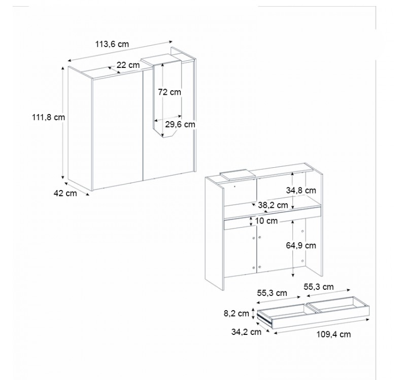 Γραφείο υποδοχής - reception Navita Megapap με LED χρώμα sepet oak - ανθρακί 113,6x42x111,8εκ.