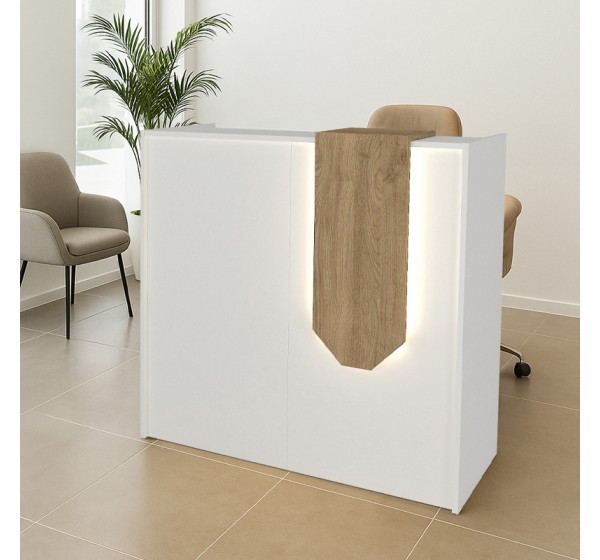 Γραφείο υποδοχής - reception Navita Megapap με LED χρώμα λευκό - sepet oak 113,6x42x111,8εκ.