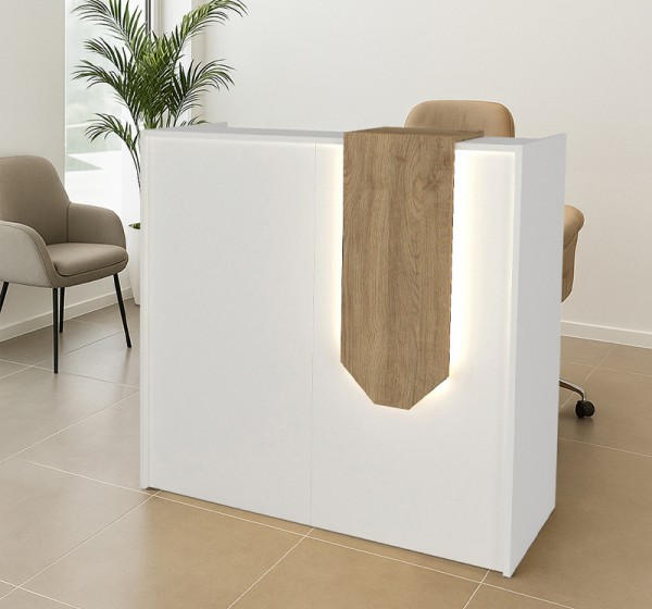 Γραφείο υποδοχής - reception Navita Megapap με LED χρώμα λευκό - sepet oak 113,6x42x111,8εκ.
