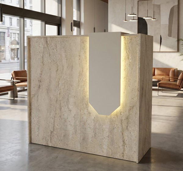 Γραφείο υποδοχής - reception Navita Megapap με LED χρώμα travertine - sandstone 113,6x42x111,8εκ.