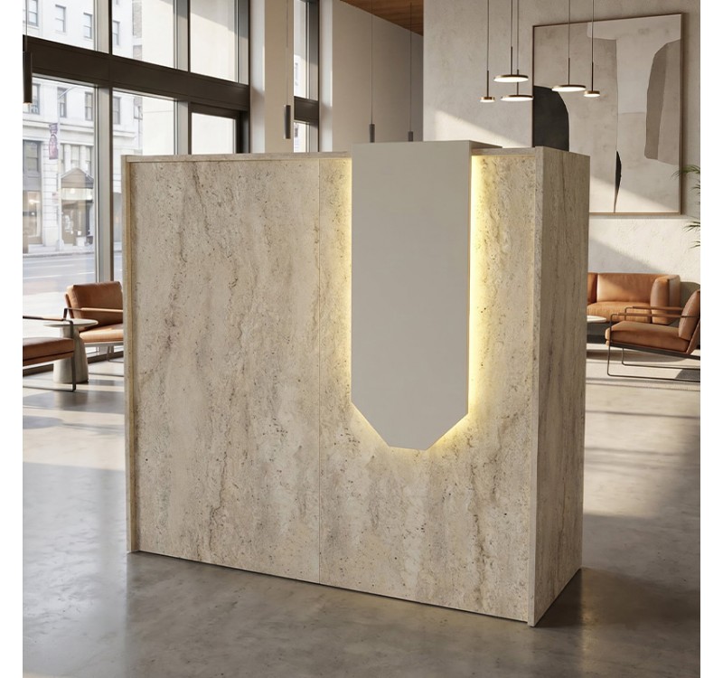 Γραφείο υποδοχής - reception Navita Megapap με LED χρώμα travertine - sandstone 113,6x42x111,8εκ.