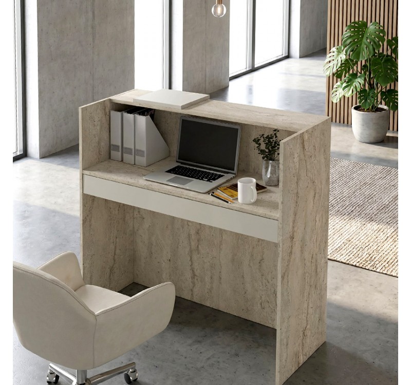Γραφείο υποδοχής - reception Navita Megapap με LED χρώμα travertine - sandstone 113,6x42x111,8εκ.
