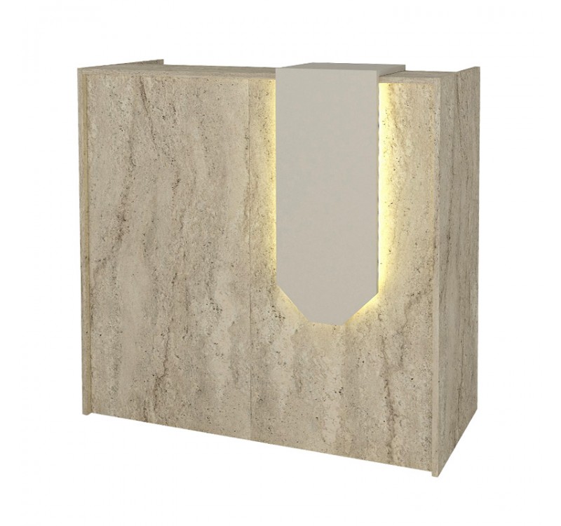 Γραφείο υποδοχής - reception Navita Megapap με LED χρώμα travertine - sandstone 113,6x42x111,8εκ.