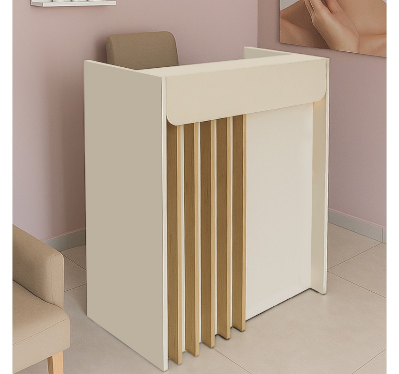 Γραφείο υποδοχής - reception Karibu Megapap με LED χρώμα sandstone - sepet oak 90x40x100εκ.