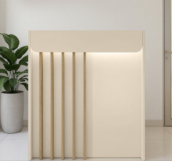 Γραφείο υποδοχής - reception Karibu Megapap με LED χρώμα sandstone - sepet oak 90x40x100εκ.