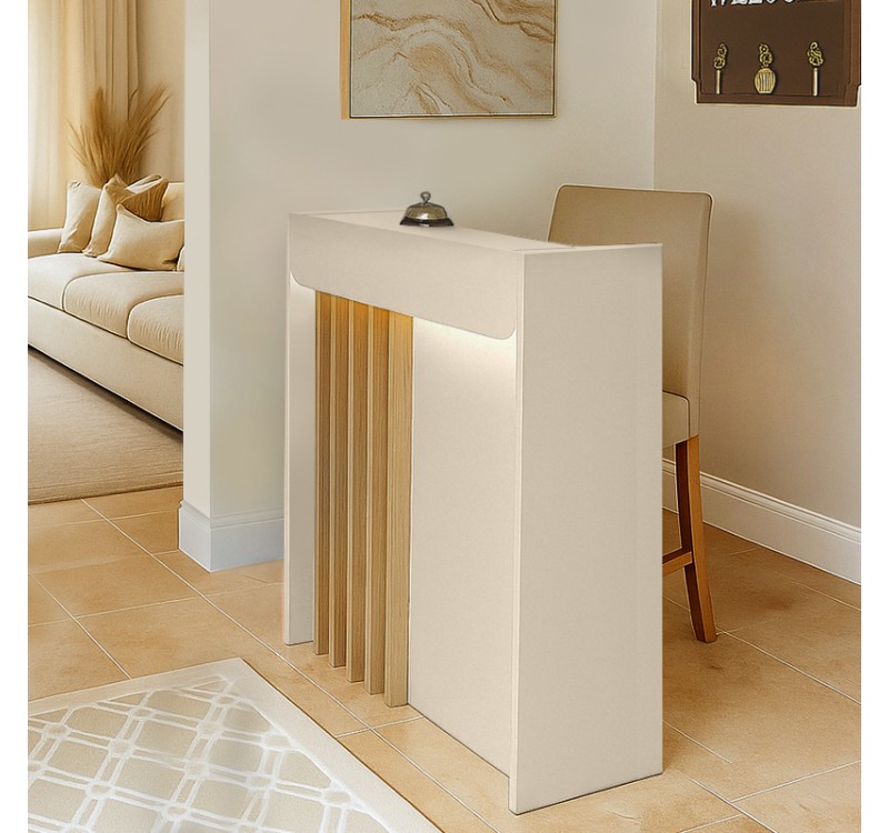 Γραφείο υποδοχής - reception Karibu Megapap με LED χρώμα sandstone - sepet oak 90x40x100εκ.