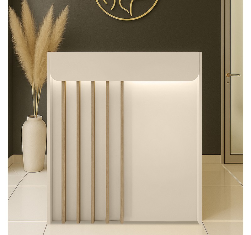 Γραφείο υποδοχής - reception Karibu Megapap με LED χρώμα sandstone - sepet oak 90x40x100εκ.