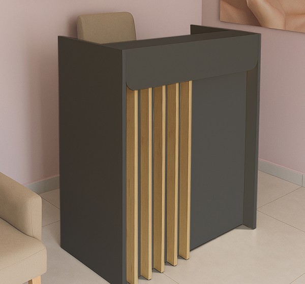 Γραφείο υποδοχής - reception Karibu Megapap με LED χρώμα ανθρακί - sepet oak 90x40x100εκ.