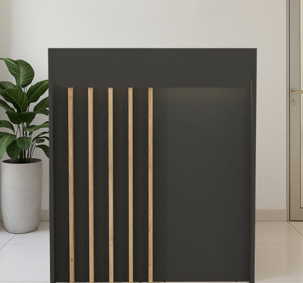 Γραφείο υποδοχής - reception Karibu Megapap με LED χρώμα ανθρακί - sepet oak 90x40x100εκ.