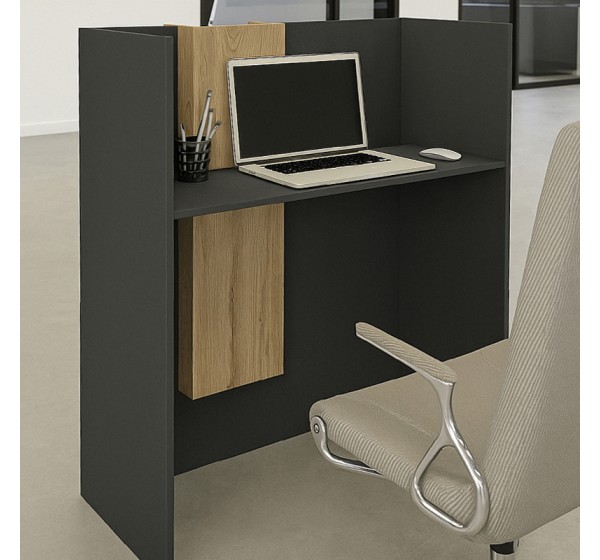 Γραφείο υποδοχής - reception Bonveno Megapap χρώμα ανθρακί - sepet oak 90x43,2x110εκ.