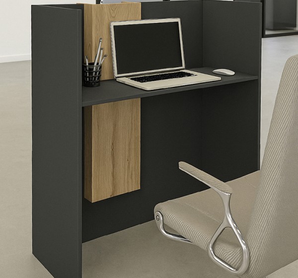 Γραφείο υποδοχής - reception Bonveno Megapap χρώμα ανθρακί - sepet oak 90x43,2x110εκ.