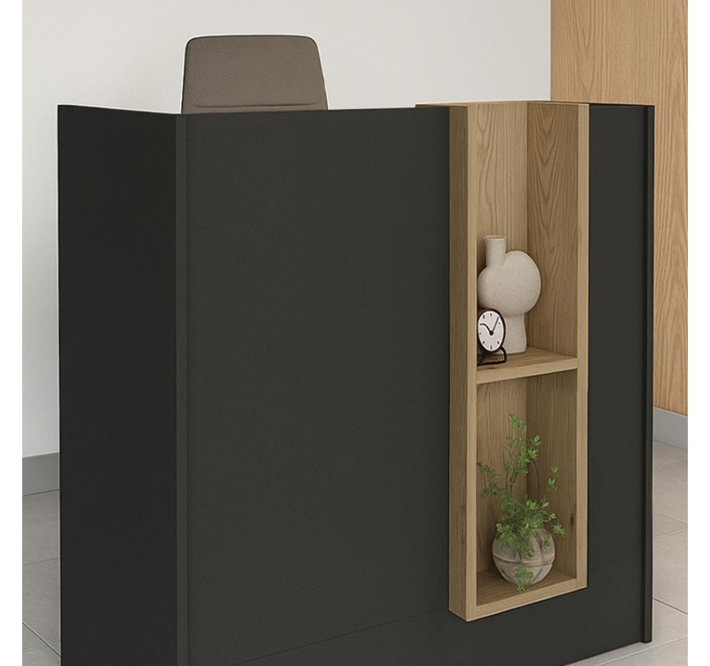 Γραφείο υποδοχής - reception Bonveno Megapap χρώμα ανθρακί - sepet oak 90x43,2x110εκ.