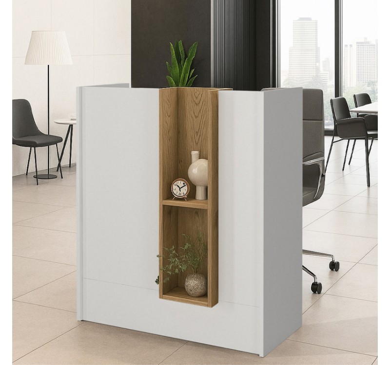 Γραφείο υποδοχής - reception Bonveno Megapap χρώμα λευκό - sepet oak 90x43,2x110εκ.