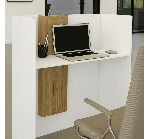 Γραφείο υποδοχής - reception Bonveno Megapap χρώμα λευκό - sepet oak 90x43,2x110εκ.