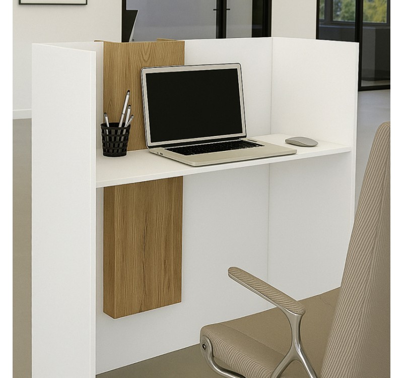 Γραφείο υποδοχής - reception Bonveno Megapap χρώμα λευκό - sepet oak 90x43,2x110εκ.