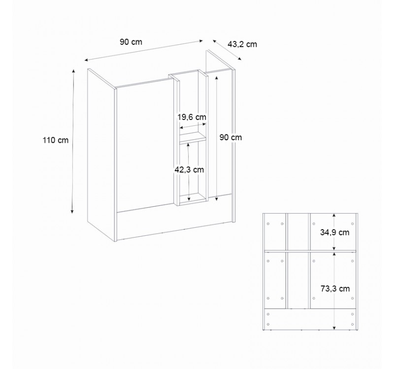 Γραφείο υποδοχής - reception Bonveno Megapap χρώμα λευκό - sepet oak 90x43,2x110εκ.