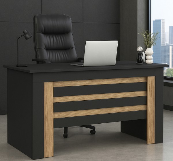 Γραφείο εργασίας Epito Megapap χρώμα ανθρακί - sepet oak 140x59,6x76,8εκ.