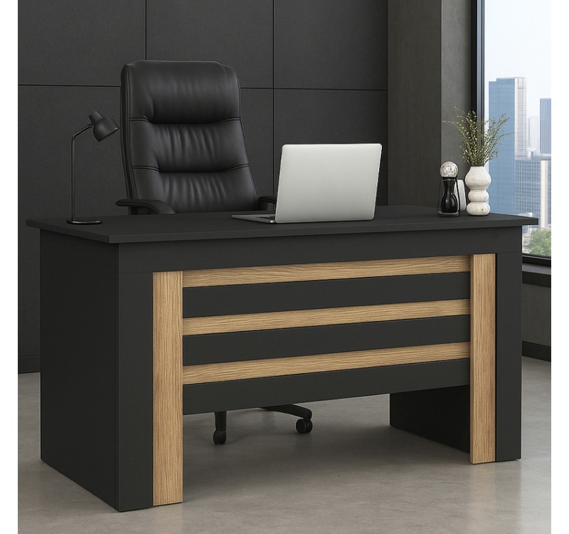 Γραφείο εργασίας Epito Megapap χρώμα ανθρακί - sepet oak 140x59,6x76,8εκ.