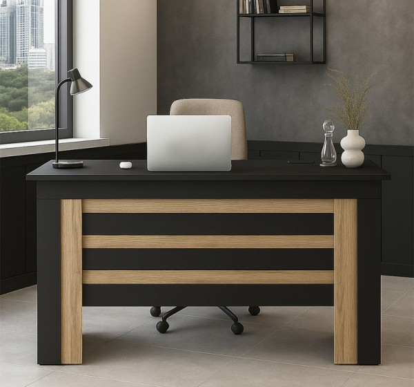 Γραφείο εργασίας Epito Megapap χρώμα ανθρακί - sepet oak 140x59,6x76,8εκ.