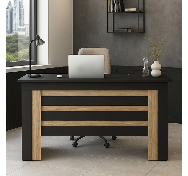 Γραφείο εργασίας Epito Megapap χρώμα ανθρακί - sepet oak 140x59,6x76,8εκ.