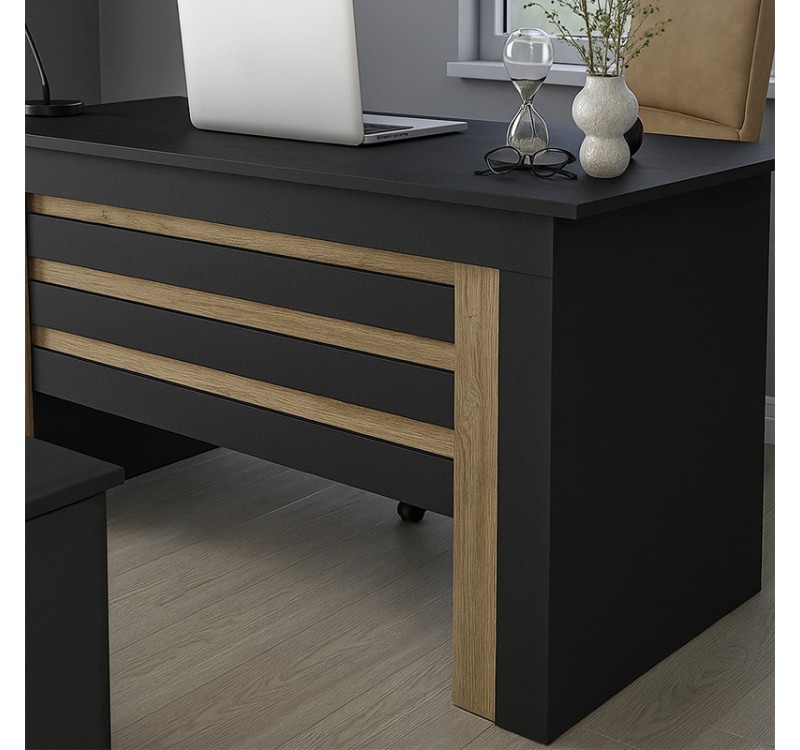 Γραφείο εργασίας Epito Megapap χρώμα ανθρακί - sepet oak 140x59,6x76,8εκ.