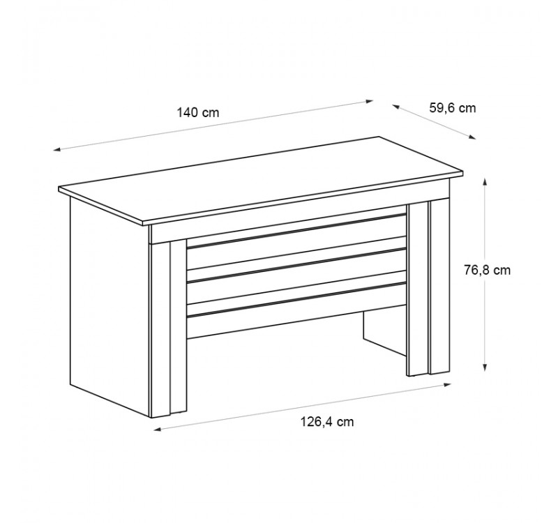 Γραφείο εργασίας Epito Megapap χρώμα ανθρακί - sepet oak 140x59,6x76,8εκ.