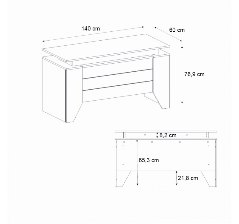 Γραφείο εργασίας Remida Megapap χρώμα sepet oak - ανθρακί 140x60x76,9εκ.