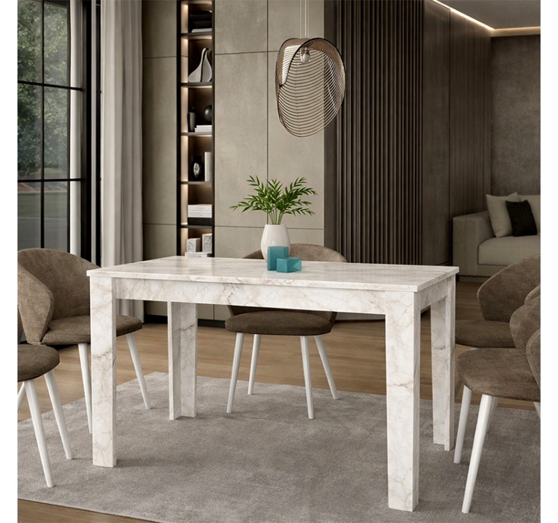 Τραπέζι Darlen Megapap χρώμα λευκό εφέ μαρμάρου 125x72x74εκ.