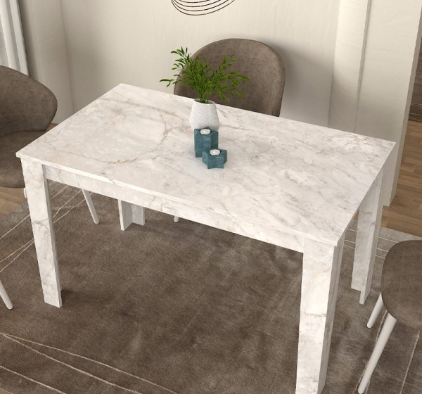 Τραπέζι Darlen Megapap χρώμα λευκό εφέ μαρμάρου 125x72x74εκ.