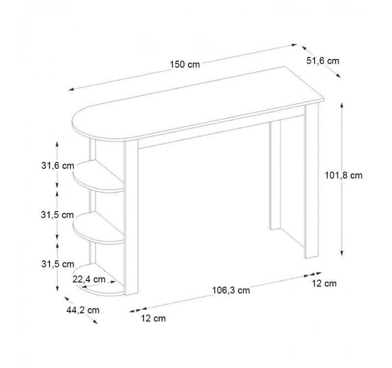 Τραπέζι μπαρ Vigne Megapap χρώμα sepet oak 150x51,6x101,8εκ.